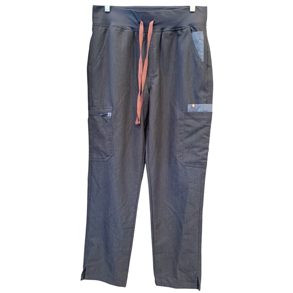FIGS Scrub Pants Women's Charcoal Blue Grey Cargo Active Comfort Medium Petite